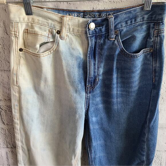 American Eagle 2 Tone High Waisted Mom Jeans Size 4 - Picture 4 of 14